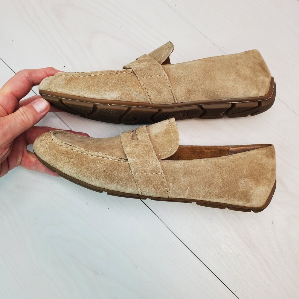 Born Khelda Tan Suede Penny Loafers Womens 9M Driving Mocs Quiet Luxury Preppy - Picture 3 of 9